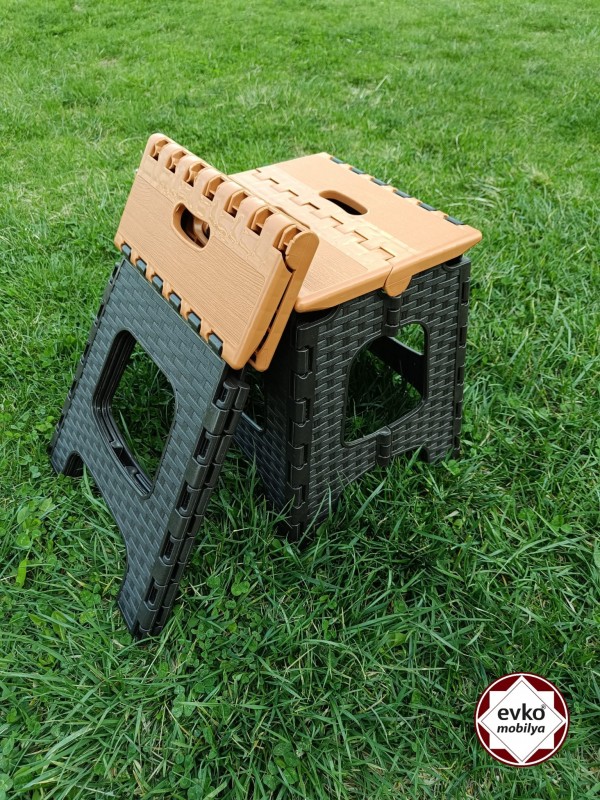 Evko Mobilya Plastik Katlanır Tabure, Kamp-Bahçe Taburesi, Taşınabilir Tabure, Orta Boy Katlanır Tabure