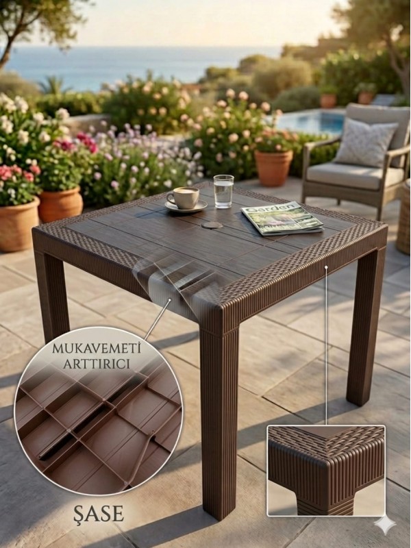 Rattan 90x90 Masa, Plastik Masa, Bahçe  Balkon  Teras Masası, Kare Masa,&hellip;
