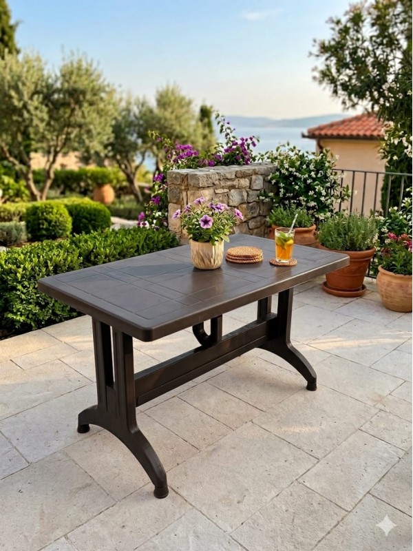 Plastik 70x120 Masa, Plastik Masa, Bahçe  Balkon  Teras Masası, Kare Masa, Dış Mekan Masası